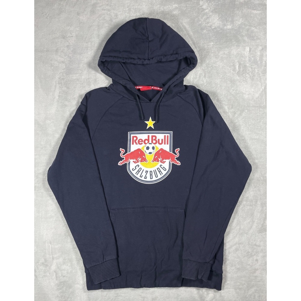 Red Bull Salzburg Hoodie Men M Blue Soccer Logo Pullover Sweatshirt